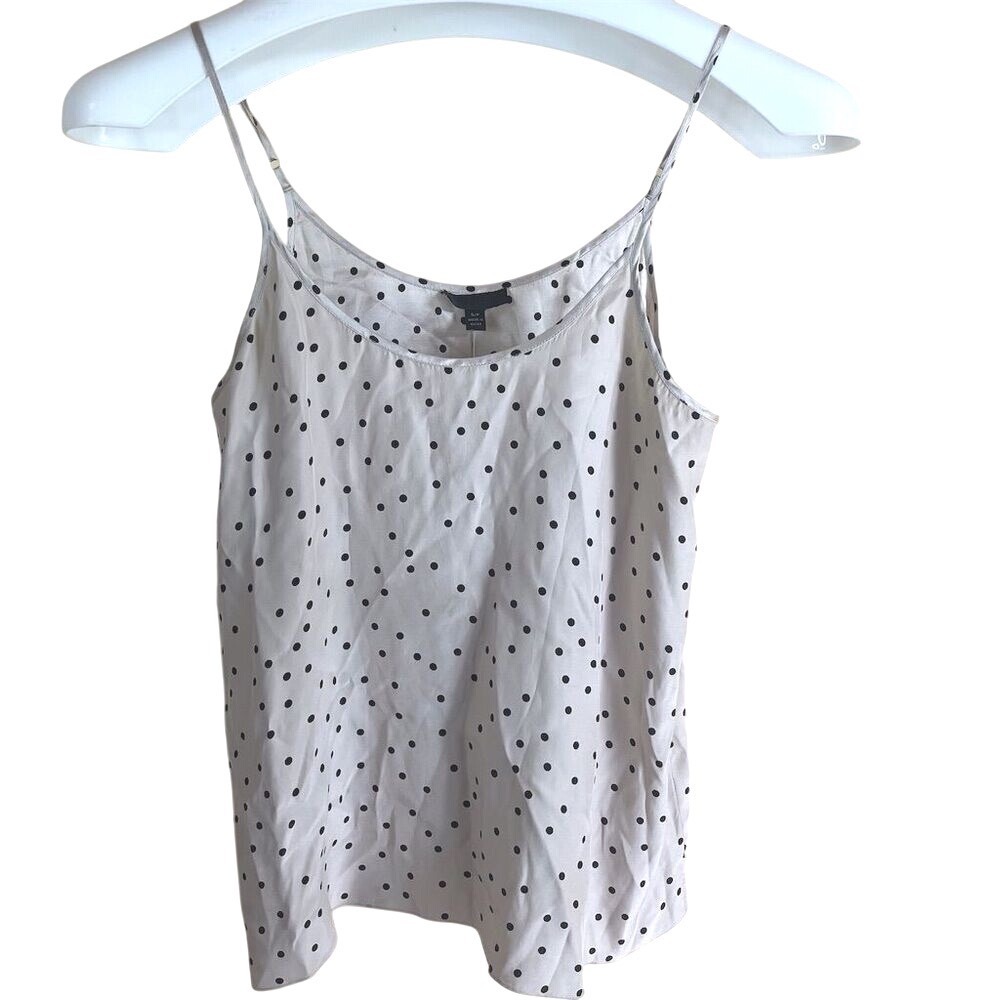 ATM Women's Polka Dot Silk Cami Top Strappy Sleeveless Blouse Size Small